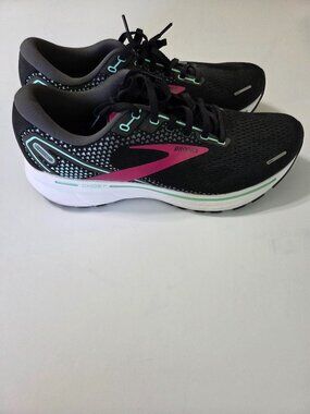 Brooks Ghost 14 Women’s 11 Wide Running Shoes Black Pink Teal Athletic Sneaker